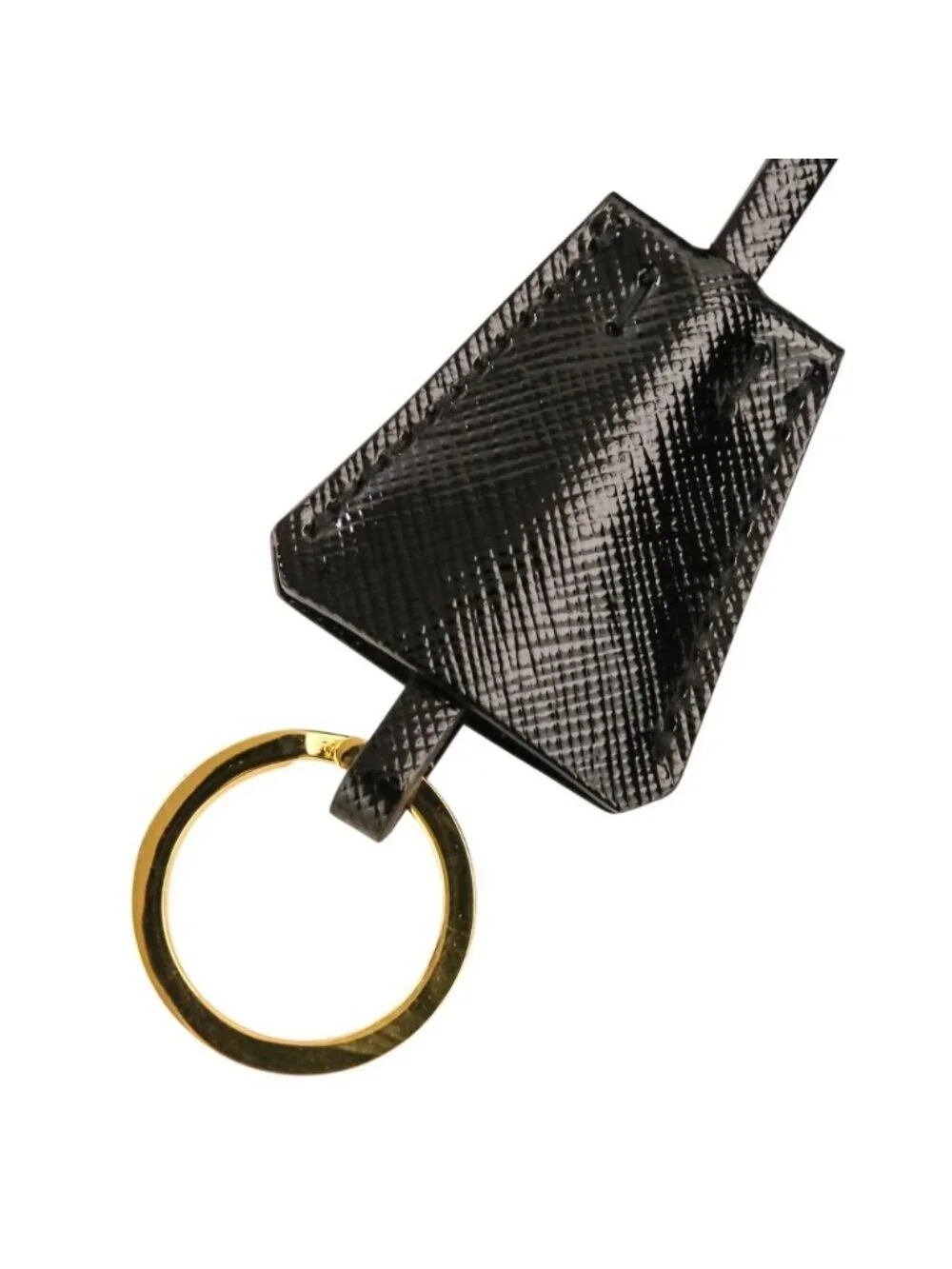 Prada Triangle Logo Leather Saffiano Vernis Clock 2-Way Shoulder Bag Black